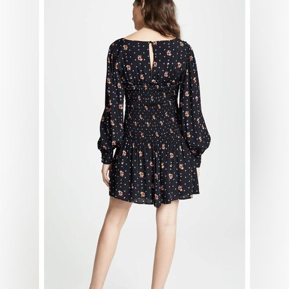 Free People Two Faces Print Smocked Mini Dress Size Medium - Picture 3 of 9